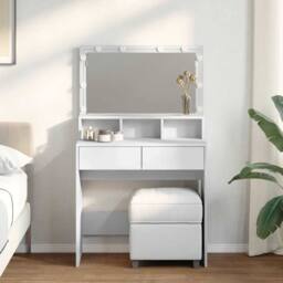 Berkfield Home Dressing Table with LED White 80x41x134.5 cm - thumbnail 2