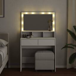 Berkfield Home Dressing Table with LED White 80x41x134.5 cm - thumbnail 3