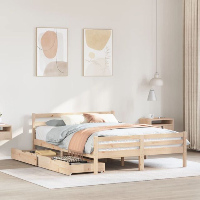 Berkfield Home Bed Frame without Mattress 140x190 cm Solid Wood Pine in Brown - image 1
