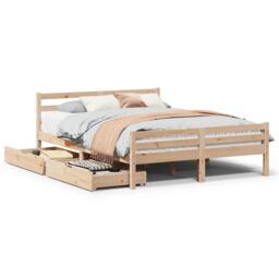 Berkfield Home Bed Frame without Mattress 140x190 cm Solid Wood Pine in Brown - thumbnail 2
