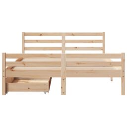 Berkfield Home Bed Frame without Mattress 140x190 cm Solid Wood Pine in Brown - thumbnail 4