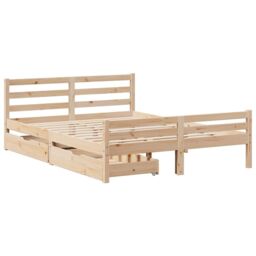 Berkfield Home Bed Frame without Mattress 140x190 cm Solid Wood Pine in Brown - thumbnail 3