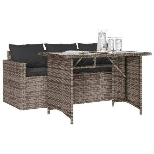 Berkfield Home Beautiful 2 Piece Garden Dining Set with Cushions Grey Poly Rattan - image 1