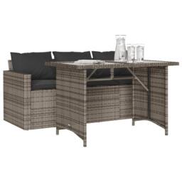 Berkfield Home Beautiful 2 Piece Garden Dining Set with Cushions Grey Poly Rattan - thumbnail 1