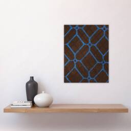 "Artery8 Vintage Geometric Textile Pattern Wall Art Print Furuya Korin in Blue - Size: W12"" x H16""" - thumbnail 4