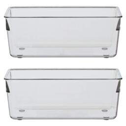 Orsina Versatile Large Set Of Two Kitchen Organisers, Integrated Handle Narrow Storage Boxes, Versatile Boxes in Clear - thumbnail 1