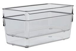 Orsina Versatile Large Set Of Two Kitchen Organisers, Integrated Handle Narrow Storage Boxes, Versatile Boxes in Clear - thumbnail 5