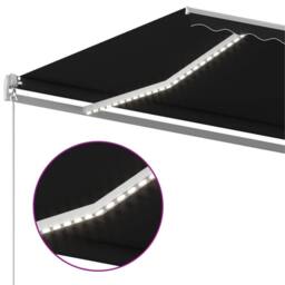 Berkfield Home Manual Retractable Awning with LED 450x300 cm Anthracite in Black - thumbnail 5