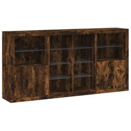 Berkfield Home Sideboard with LED Lights Smoked Oak 202x37x100 cm in Brown - Size: 202 x 37 x 100 cm - thumbnail 3
