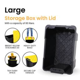 Novecrafto Black Plastic Storage Box with Lid & Handles, Stackable Heavy Duty - Size: Medium - thumbnail 2