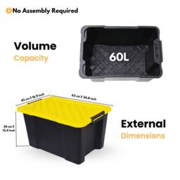 Novecrafto Black Plastic Storage Box with Lid & Handles, Stackable Heavy Duty - Size: Medium - thumbnail 3