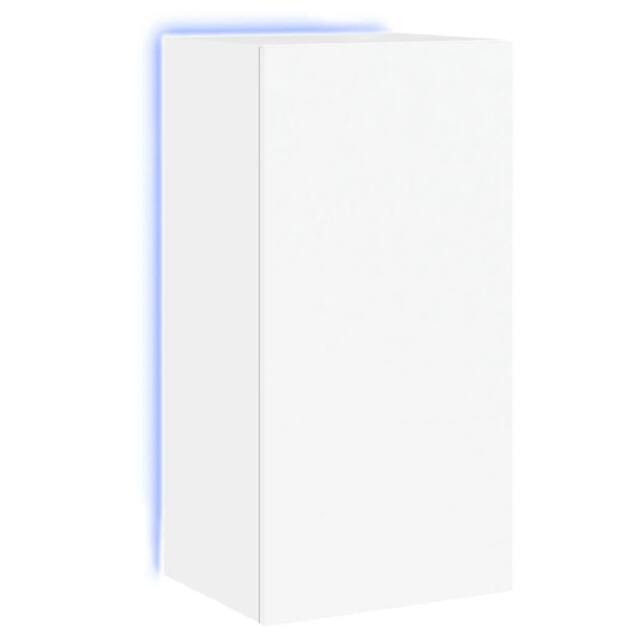 Berkfield Home TV Wall Cabinet with LED Lights White 40.5x35x80 cm - image 1