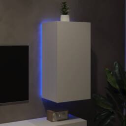 Berkfield Home TV Wall Cabinet with LED Lights White 40.5x35x80 cm - thumbnail 3