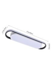 Living and Home Modern Minimalist Long Strip LED Ceiling Light with Geometric Metal Ring Design in Black - thumbnail 2