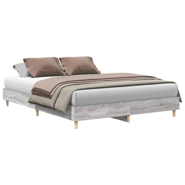 Berkfield Home Bed Frame No Mattress Grey Sonoma 150x200 cm King Size Engineered Wood - image 1