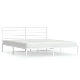 Berkfield Home Metal Bed Frame with Headboard White 183x213 cm - thumbnail 2