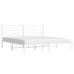 Berkfield Home Metal Bed Frame with Headboard White 183x213 cm - thumbnail 4
