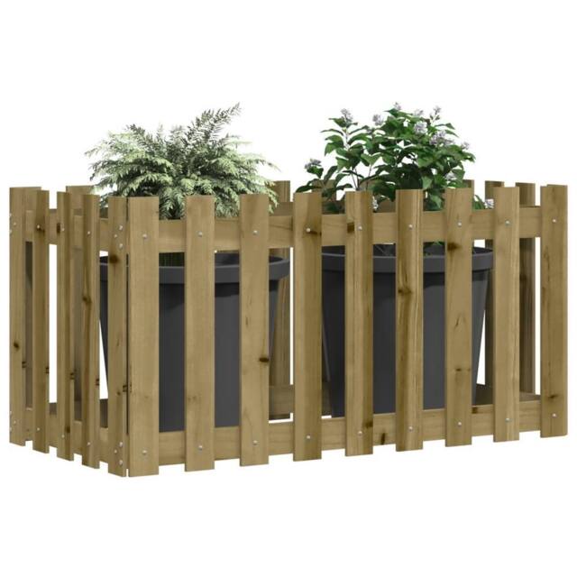 Berkfield Home Garden Raised Bed with Fence Design 100x50x50 cm Impregnated Wood Pine in Brown - Size: 100 x 50 x 50 cm - image 1
