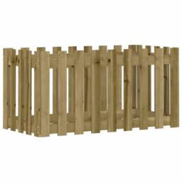 Berkfield Home Garden Raised Bed with Fence Design 100x50x50 cm Impregnated Wood Pine in Brown - Size: 100 x 50 x 50 cm - thumbnail 4