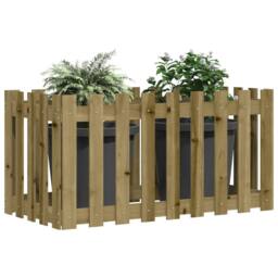 Berkfield Home Garden Raised Bed with Fence Design 100x50x50 cm Impregnated Wood Pine in Brown - Size: 100 x 50 x 50 cm