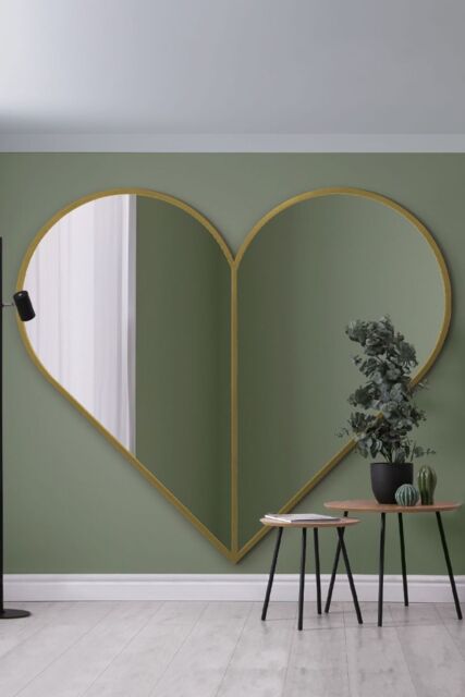 MirrorOutlet Gold Metal Framed Heart Shaped Leaner/Wall Mirror (180CM X 180CM) - Size: 1 Pack - image 1