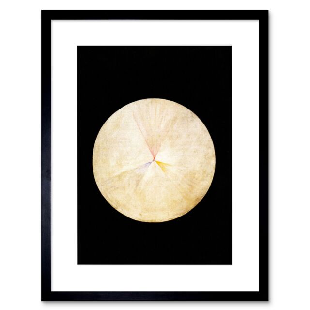 "Artery8 Wall Art Print Abstract Circle Hilma Af Klint No 14 Swan Artwork Framed 9X7 Inch in Black - Size: W7"" x H9""" - image 1