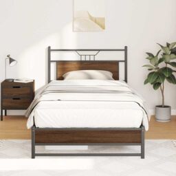 Berkfield Home Bed Frame without Mattress Brown Oak 100x200 cm Engineered Wood - thumbnail 5
