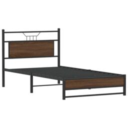 Berkfield Home Bed Frame without Mattress Brown Oak 100x200 cm Engineered Wood - thumbnail 3
