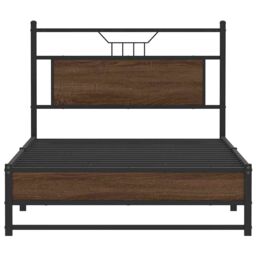 Berkfield Home Bed Frame without Mattress Brown Oak 100x200 cm Engineered Wood - thumbnail 6