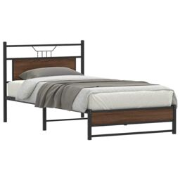 Berkfield Home Bed Frame without Mattress Brown Oak 100x200 cm Engineered Wood - thumbnail 1
