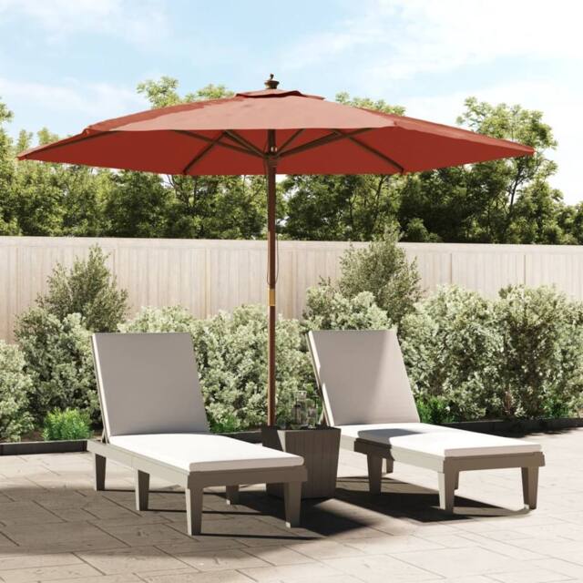 Berkfield Home Garden Parasol with Wooden Pole Terracotta 299x240 cm in Brown - image 1