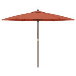 Berkfield Home Garden Parasol with Wooden Pole Terracotta 299x240 cm in Brown - thumbnail 4