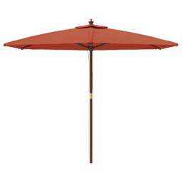Berkfield Home Garden Parasol with Wooden Pole Terracotta 299x240 cm in Brown - thumbnail 3