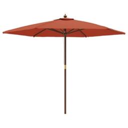 Berkfield Home Garden Parasol with Wooden Pole Terracotta 299x240 cm in Brown - thumbnail 2