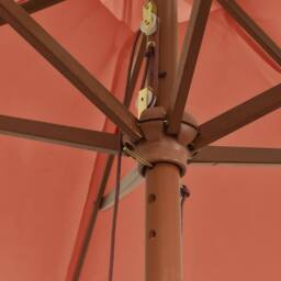 Berkfield Home Garden Parasol with Wooden Pole Terracotta 299x240 cm in Brown - thumbnail 6