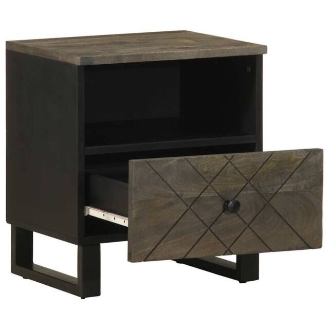 Berkfield Home Bedside Cabinet Black 40x33x46 cm Solid Wood Mango - Size: 40 x 33 x 46 cm - image 1