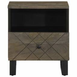 Berkfield Home Bedside Cabinet Black 40x33x46 cm Solid Wood Mango - Size: 40 x 33 x 46 cm - thumbnail 3