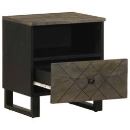 Berkfield Home Bedside Cabinet Black 40x33x46 cm Solid Wood Mango - Size: 40 x 33 x 46 cm - thumbnail 1