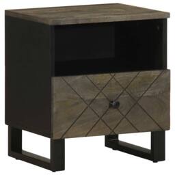 Berkfield Home Bedside Cabinet Black 40x33x46 cm Solid Wood Mango - Size: 40 x 33 x 46 cm - thumbnail 2