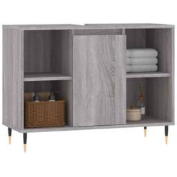 Berkfield Home Durable Bathroom Cabinet Grey Sonoma 80x33x60 cm Engineered Wood - Size: 80 x 33 x 60 cm - thumbnail 1