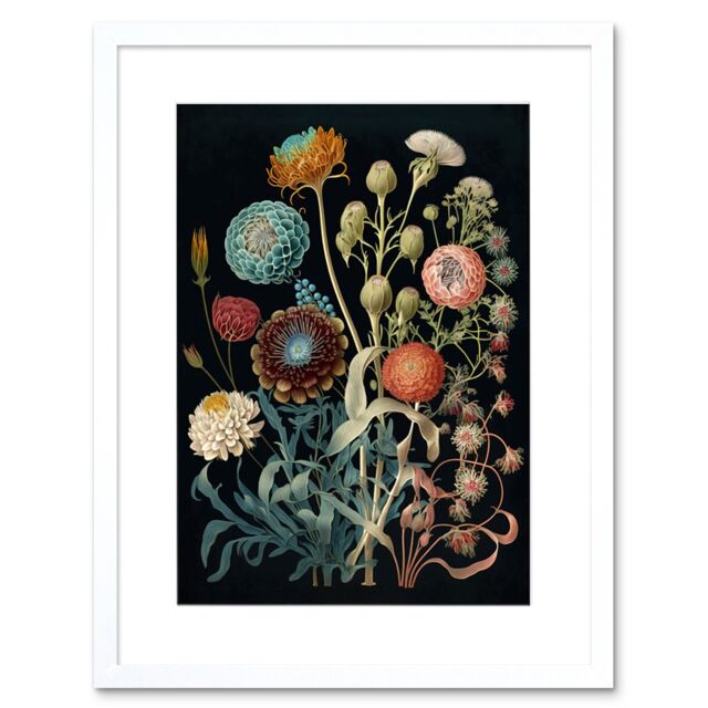 "Artery8 Wall Art Print Vintage Botanical Ernst Haeckel Style Plant Study Modern Watercolour Painting Artwork Framed 9X7 Inch - Size: W7"" x H9""" - image 1