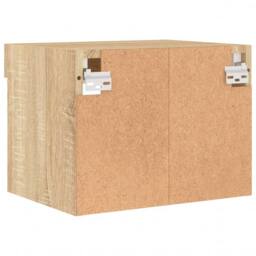 Berkfield Home Bedside Cabinet with LED Lights Wall-mounted Sonoma Oak in Brown - thumbnail 9
