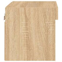 Berkfield Home Bedside Cabinet with LED Lights Wall-mounted Sonoma Oak in Brown - thumbnail 8