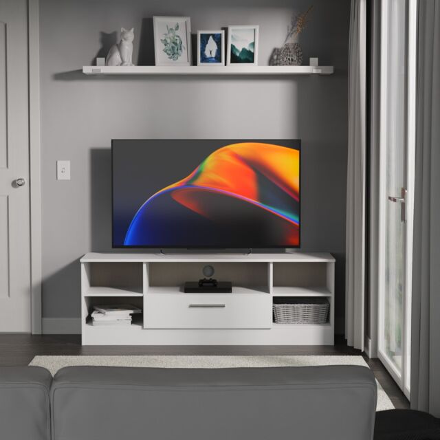 Ready Assembled 2 U Trent Wide 1 Drawer TV & Media Unit (Ready Assembled) in White
