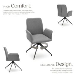 tectake Swivel Chair Daya Set Of 2 - Anthracite in Dark Grey - Size: 2 Pack - thumbnail 3
