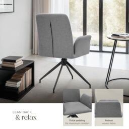 tectake Swivel Chair Daya Set Of 2 - Anthracite in Dark Grey - Size: 2 Pack - thumbnail 4
