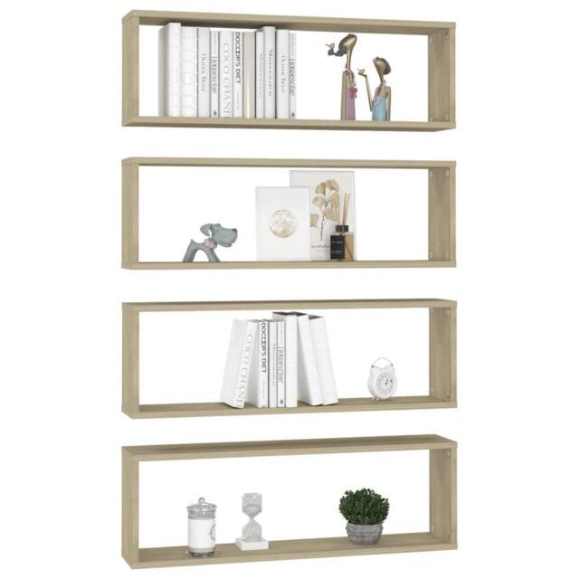 Berkfield Home Wall Cube Shelf 4 pcs Sonoma Oak 80x15x26.5 cm Engineered Wood in Light Brown - image 1