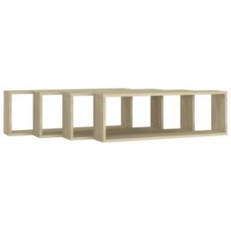 Berkfield Home Wall Cube Shelf 4 pcs Sonoma Oak 80x15x26.5 cm Engineered Wood in Light Brown - thumbnail 4