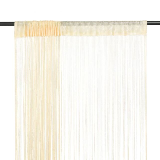 Berkfield Home String Curtains 2 pcs 140x250 cm Cream - image 1