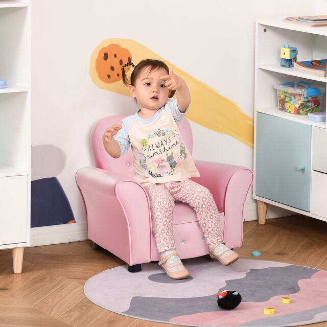 HOMCOM Girl's Kids Toddler Sofa Children Armchair Seating Chair Relax Girl Princess Pink - image 1